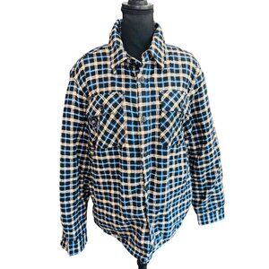 Jachs New York Mens Recycled Flannel Sherpa-Lined Plaid Shirt Jacket L Shacket
